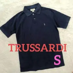 イタリア製 TRUSSARDI トラサルディ ポロシャツ S 紺 刺繍ロゴのサムネイル