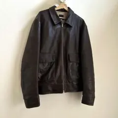 【ユーロヴィンテージ】90s オイルドレザー フライトジャケット ブラウン