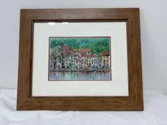 福井 敬一 水辺の風景 油彩画 フレーム、サイン付き - メルカリ