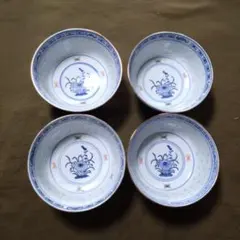 中国古玩　染付け盃五客　清時代　二個無キズ　景徳鎮窯 ⭐️中国陶磁 清時代 染付 壽字 吉祥文様 古玩 古美術品 珍物