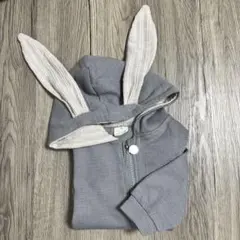 うさぎ 耳付き ベビー 長袖ロンパース 72cm