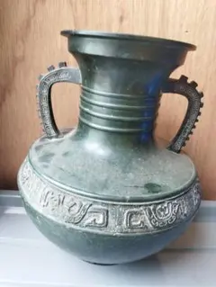 古美術 骨董 青銅花瓶 花瓶 花器｜銅器 碧嶺｜ 骨董品 高岡銅器 峰曇