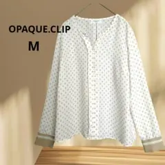 【美品】 オペークドットクリップ スキッパーブラウス 総柄 シャツ Mのサムネイル