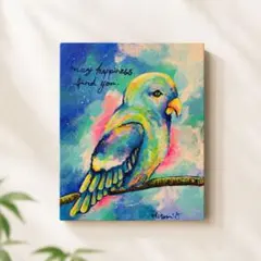 青い鳥の原画 手描き F3号キャンバス 現代アート 鳥の絵 動物画 - メルカリ