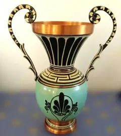 古代ギリシャ風装飾 銅製花瓶 メアンダー模様