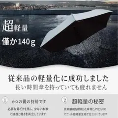 超軽量 100% UVカット 日傘 ブラック
