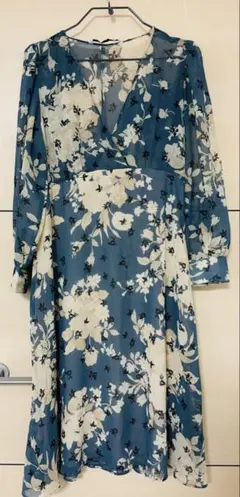 ZARA 花柄 ワンピース ブルー