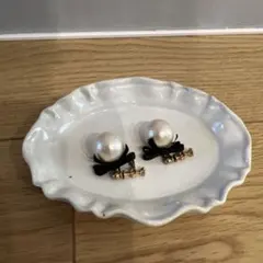 パールリボンイヤリング