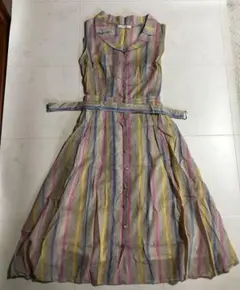 REDYAZEL ストライプ ノースリーブシャツワンピース