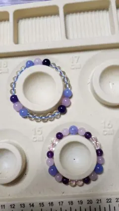 猫型彫刻天然石フローライトハンドメイド ブレスレット - メルカリ