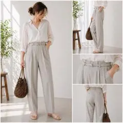 新品タグ付き！グリーンレーベルリラクシング ベルテッドタックパンツ ベージュ38