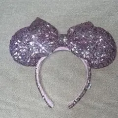 【公式】ディズニー ミッキー耳カチューシャ スパンコールピンク