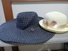 ブラックアイボリー親子でストローハット