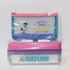 スヌーピー　両面ペンポーチ　クリアフラットポーチ　筆箱　ペンケース