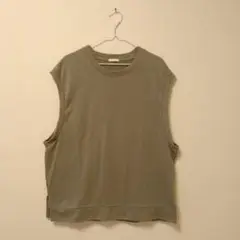 【美品】メンズオリーブグリーン ノースリーブタンクトップ Lサイズ