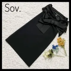 美品✨日本製 Sov. ソブ ビッグリボンドレス ブラック 光沢 華やかのサムネイル