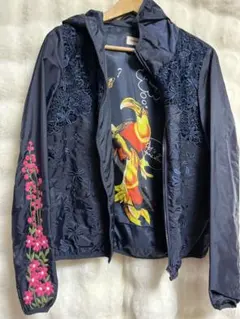 Desigual ネイビー 花柄刺繍 レインジャケット38のサムネイル