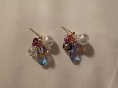 チェコドロップビーズ　ハンドメイドピアス　ガラスビーズ