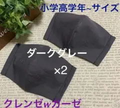 ハンドメイドインナーマスク子供用2枚 ダークグレー