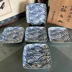 源右衛門⭐️染付鶴形 銘々皿 五枚組 源右衛門⭐️染付鶴形 銘々皿 五枚組