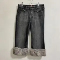 美品　セブンフォーオールマンカインド クロップドデニム　ファー付き　26