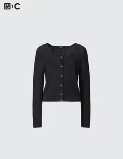 UNIQLO:C レースラウンドネックショートカーディガン 黒 春夏 M