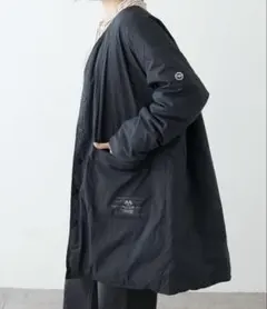 ピュアルセシン フレンチダックダウンリバーシブルロングジャケット ネイビー