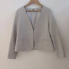 NATURAL BEAUTY ノーカラージャケット ライトグレー M