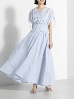 【美品】　NATURAL BEAUTY ドロストスリーブストライプワンピース