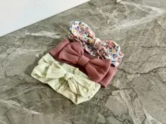 ベビー用　リボン付きヘアバンド3点セット