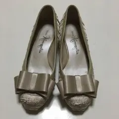 銀座かねまつ パンプス リボン 22 結婚式 パーティー