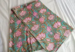 柔らかインドコットンの生地 2ヤード ブロックプリント布 綿100%