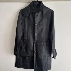ブラックレインコート ボタン式 ロング丈 WPC
