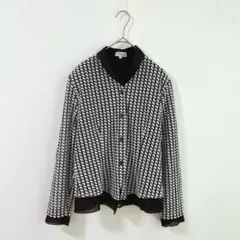 3806【schonmore】薄手の羽織もの　日本製　総柄　異素材　肩パッド