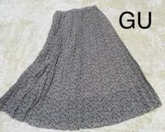 GU ジーユー　大人キレイめ　フラワー　花柄　腰ゴム　プリント　ロングスカート