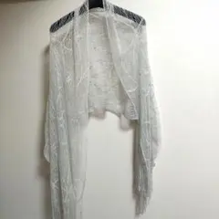 結婚式　パーティーなどシルバーフリンジ付き ストール