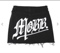 即日発送可‼️MOBB ブラックミニスカート ホワイトプリント