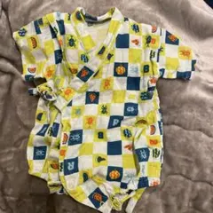 カラフルチェック柄 ベビー甚平 70cm