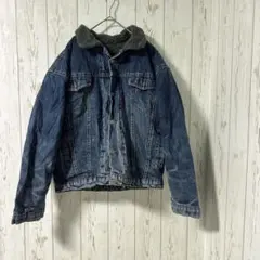ボア付きダークブルーデニムジャケット 冬 暖かい 即日発送