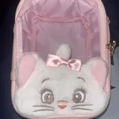 ディズニー マリーおしゃれキャット クリア窓ポーチ ストラップ付 ピンク