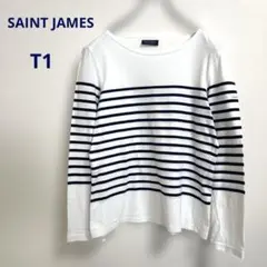 セントジェームス　モーレ　白×紺　T1 レディースM フランス製　長袖カットソー