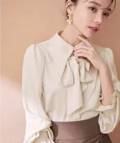 VIS ロングカラーボウタイブラウス 洗える キナリ