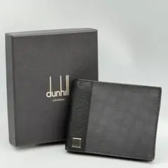 ♡ dunhill ダンヒル 二つ折り財布 レザー ブラック ロゴ　箱付きのサムネイル
