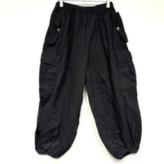 Mao mam 綿100% カーゴパンツ ワークパンツ ブラック ウエストゴム