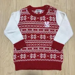 ミキハウス　ホットビスケッツ　冬服　長袖　セーター　赤　クリスマス　正月　公園