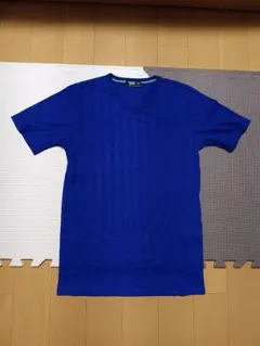 tilte Vネック 半袖Tシャツ ブルー M