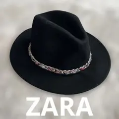 ZARA ユニセックス ウールハット ブラック チェーン装飾58センチのサムネイル
