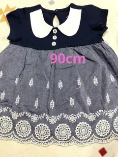ELFINDOL 襟付き刺繍ワンピース 90 女の子