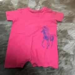 polobyRalphＬaurenラルフビックポニーロゴ半袖ロンパース12Ｍ80