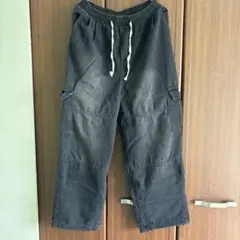 ダークグレー カーゴパンツ ゴムウエスト メンズ ZOZOTOWN デニム風